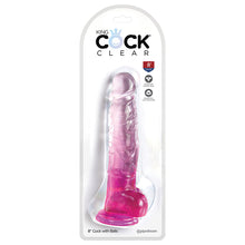 Load image into Gallery viewer, King Cock Clear with Balls-Pink 8&quot; 575611