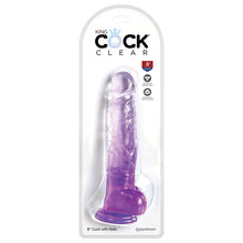 Load image into Gallery viewer, King Cock Clear with Balls-Purple 8&quot; 575612