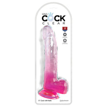Load image into Gallery viewer, King Cock Clear with Balls-Pink 9&quot; 575811