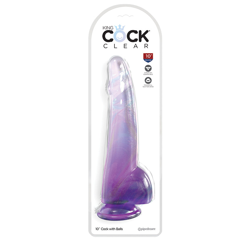 King Cock Clear with Balls-Purple 10" 576112