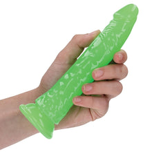 Load image into Gallery viewer, RealRock Slim Glow in the Dark Dildo-Green 7