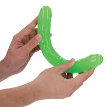 Load image into Gallery viewer, RealRock Glow in the Dark Double Dildo-Green 12