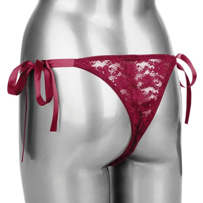 Remote Control Lace Thong Set-Burgundy