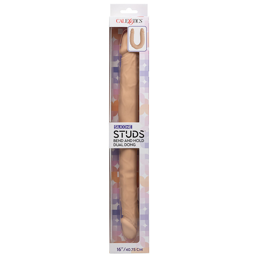 Silicone Studs Bend and Hold Dual Dong-Ivory 16"