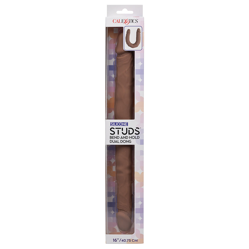 Silicone Studs Bend and Hold Dual Dong-Brown 16"