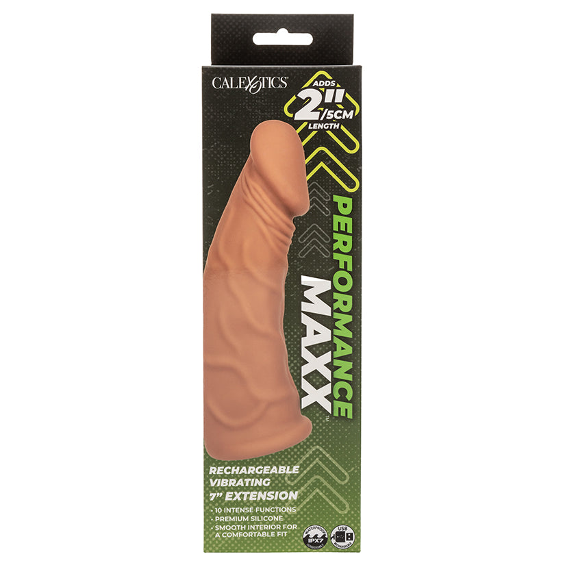 Performance Maxx Rechargeable Vibrating Extension-Brown 7"