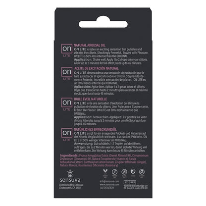 Sensuva ON Lite Arousal Oil 5ml Bottle Medium Box