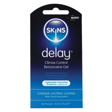 Load image into Gallery viewer, Skins Delay Climax Control Benzocaine Gel Foil 3ml Display of 36