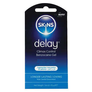 Skins Delay Climax Control Benzocaine Gel Foil 3ml Display of 36