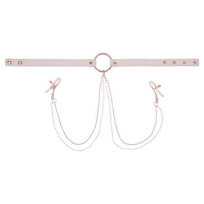 S&M Peaches Ôn CreaMe Collar with Nipple Clamps