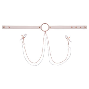S&M Peaches Ôn CreaMe Collar with Nipple Clamps