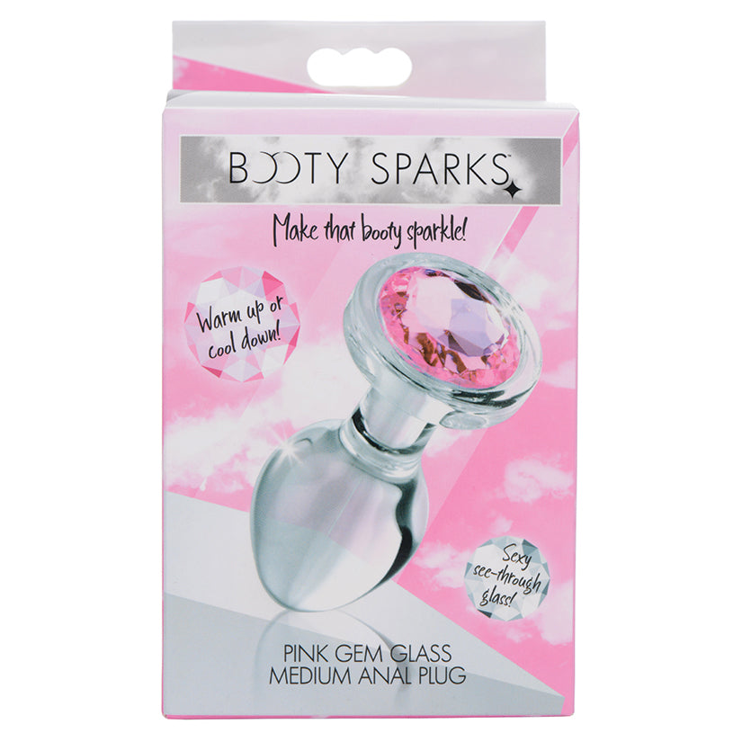 Booty Sparks Pink Gem Glass Anal Plug-... AG430-Medium