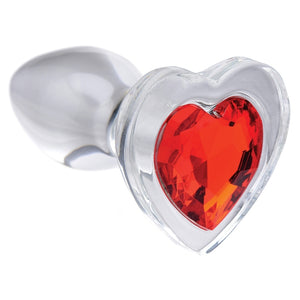 Booty Sparks Red Heart Gem Glass Anal Plug-Small