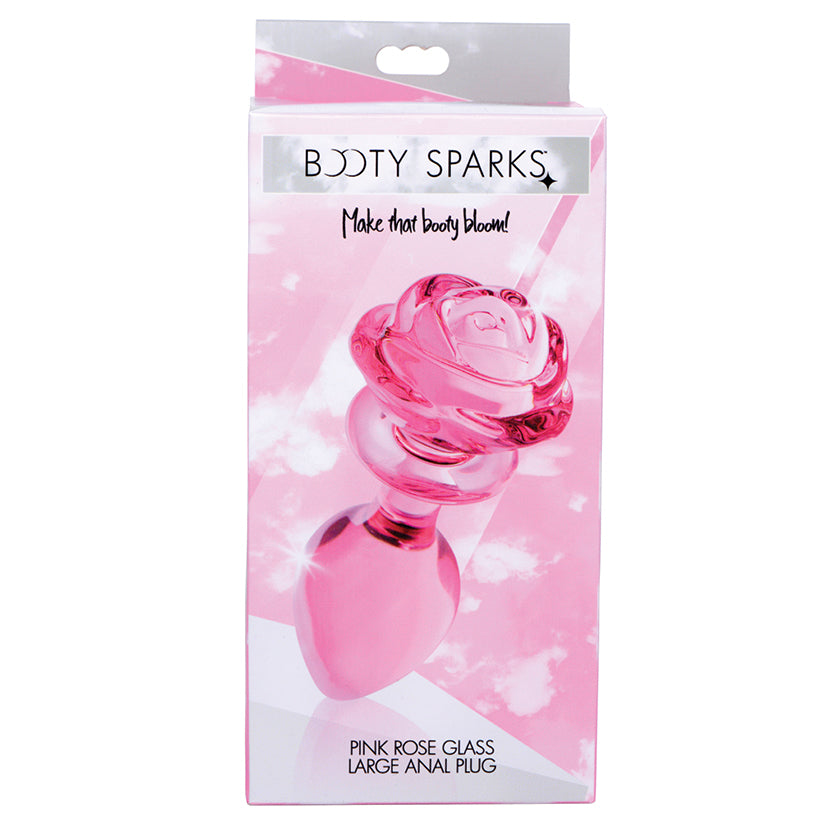 Booty Sparks Pink Rose Glass Anal Plug... AG650-Large