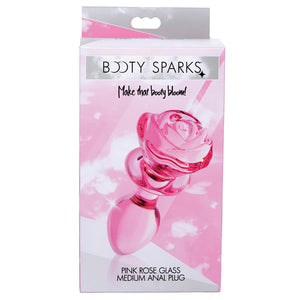 Booty Sparks Pink Rose Glass Anal Plug... AG650-Medium