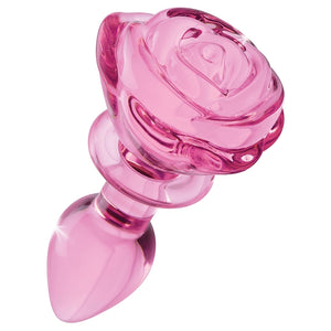 Booty Sparks Pink Rose Glass Anal Plug-Small