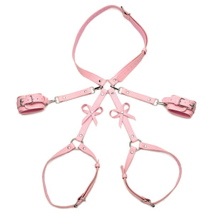 Strict Bondage Harness with Bows-Pink XL-2XL