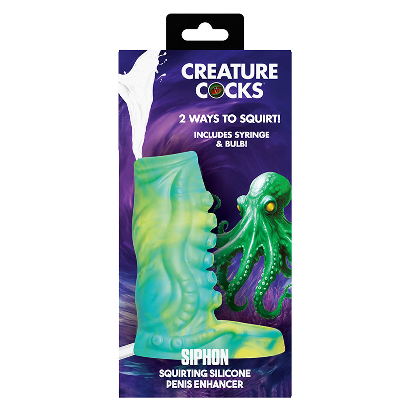 Creature Cocks Siphon Squirting Silicone Penis Enhancer-Green