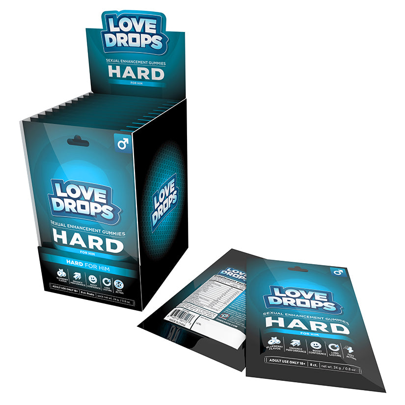 Love Drops Sexual Enhancement Hard Gummies For Him Display of 12