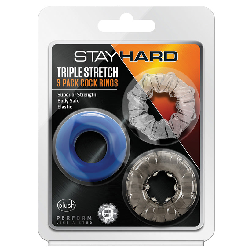 Stay Hard Triple Stretch 3 Pack Cock Rings BN00369