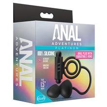 Load image into Gallery viewer, Anal Adventures Platinum Silicone Anal Plug with Vibrating C-Ring Black BN01805