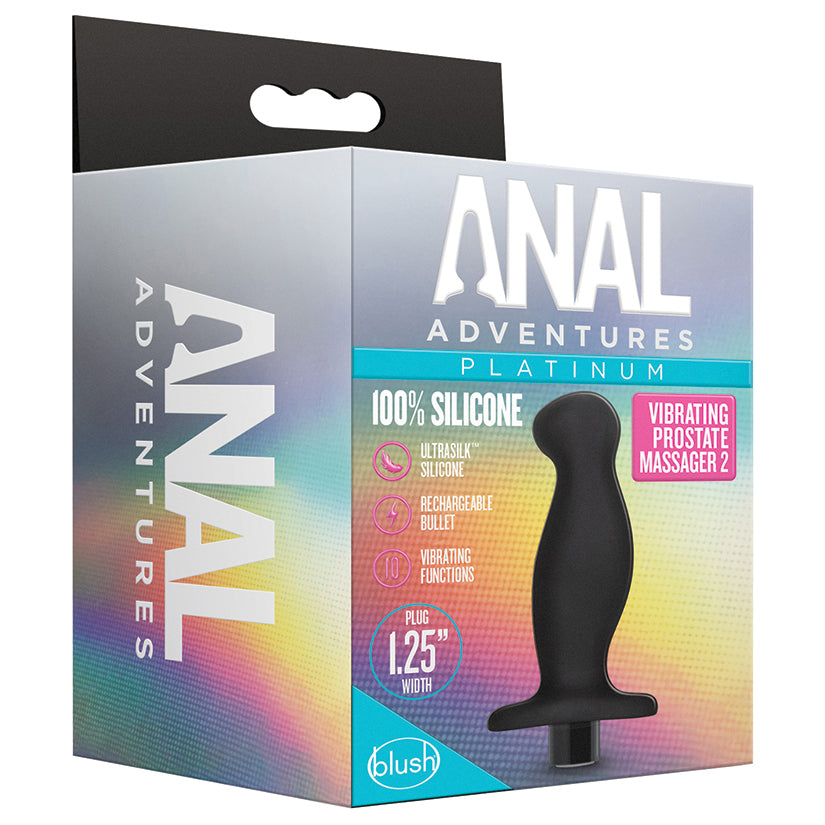 Anal Adventures Platinum Silicone Vibrating Prostate Massager 02  -Black BN11625
