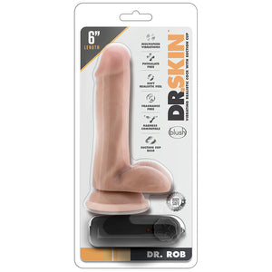 Dr. Skin Vibrating Cock With Suction Cup-Vanilla 6"