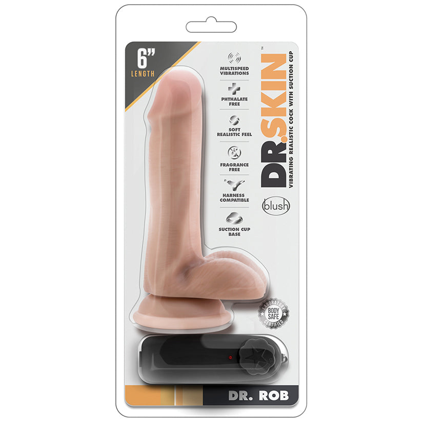 Dr. Skin Vibrating Cock With Suction Cup-Vanilla 6