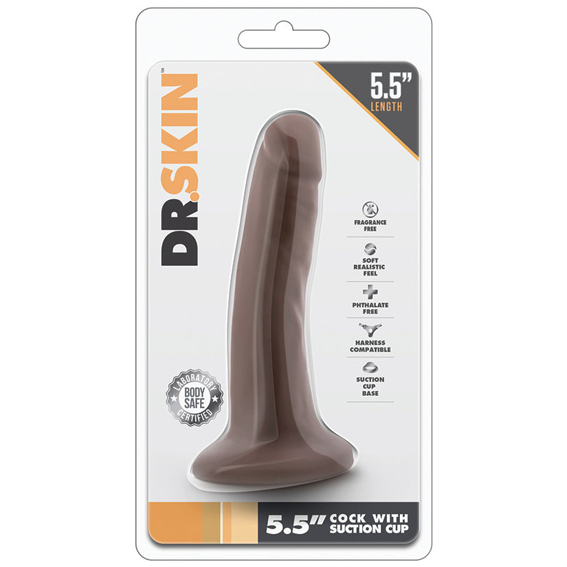 Dr. Skin Cock With Suction Cup-Chocolate 5.5