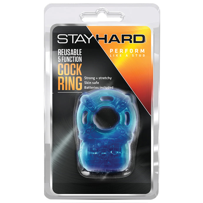 Stay Hard Reusable 5 Function Cockring-Blue BN30802