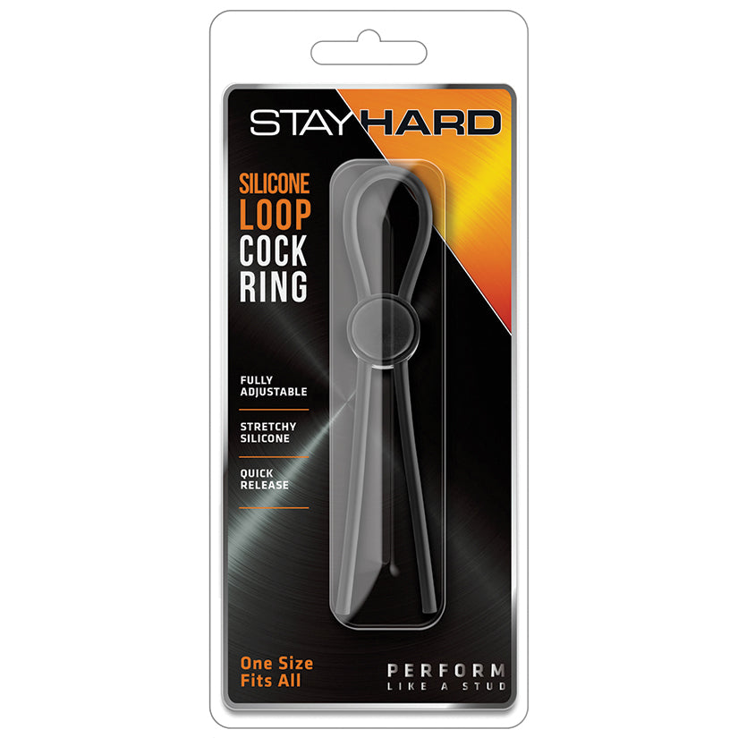 Stay Hard Silicone Loop Cock Ring-Black BN31095