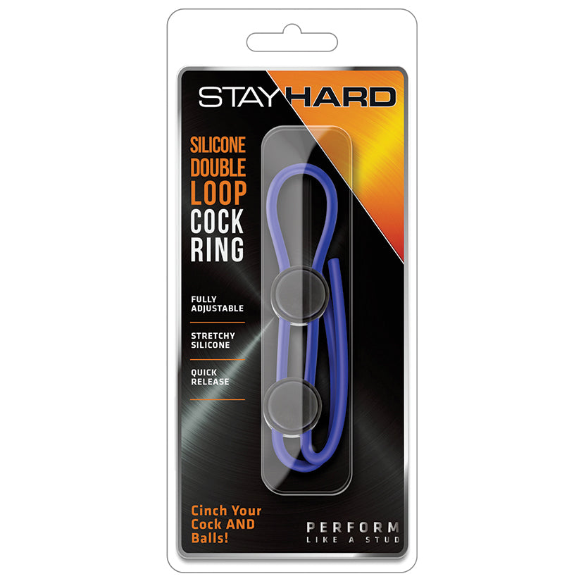 Stay Hard Silicone Double Loop Cock Ring-Blue BN32092