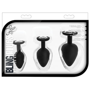 Luxe Bling Plugs Training Kit-Black With White Gems BN395835
