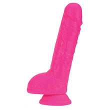 Load image into Gallery viewer, Neo Elite Silicone Dual Density Cock with Balls-Neon Pink 9&quot;