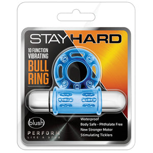 Stay Hard 10 Function Vibrating Bull Ring-Blue BN77902