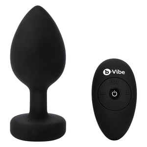 B-Vibe Vibrating Jewel Plug-Black 2XL