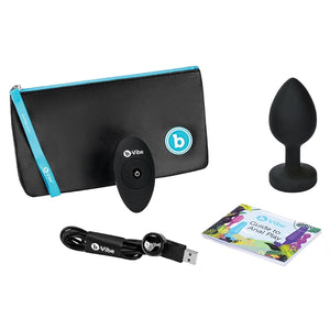 B-Vibe Vibrating Jewel Plug-Black 2XL