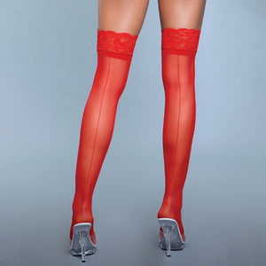 BeWicked Keep A Secret Thigh Highs-Red O/S