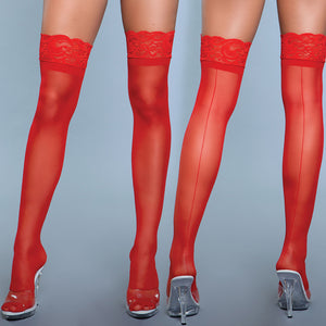 BeWicked Keep A Secret Thigh Highs-Red O/S BW1912-31-5
