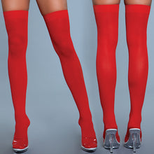 Load image into Gallery viewer, BeWicked Opaque Nylon Thigh Highs-Red O/S BW1932-31-5