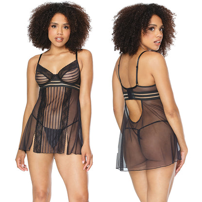 Coquette Babydoll & G-String Set-Black X-Large CQ22108-30-4