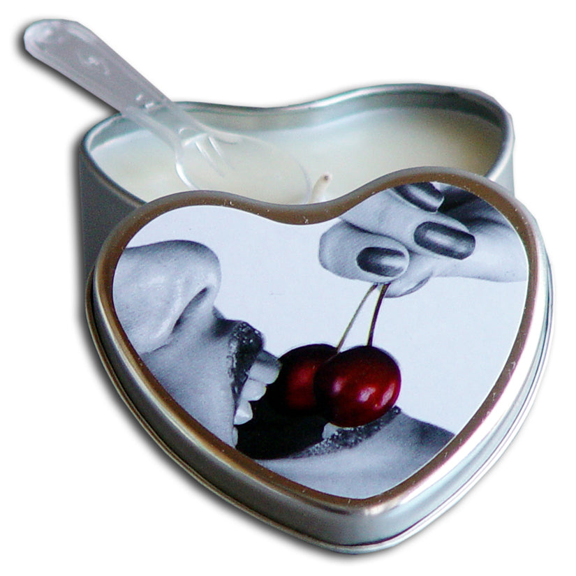 Earthly Body 4-in-1 Edible Heart Candle-Cherry 4oz EB1041-02