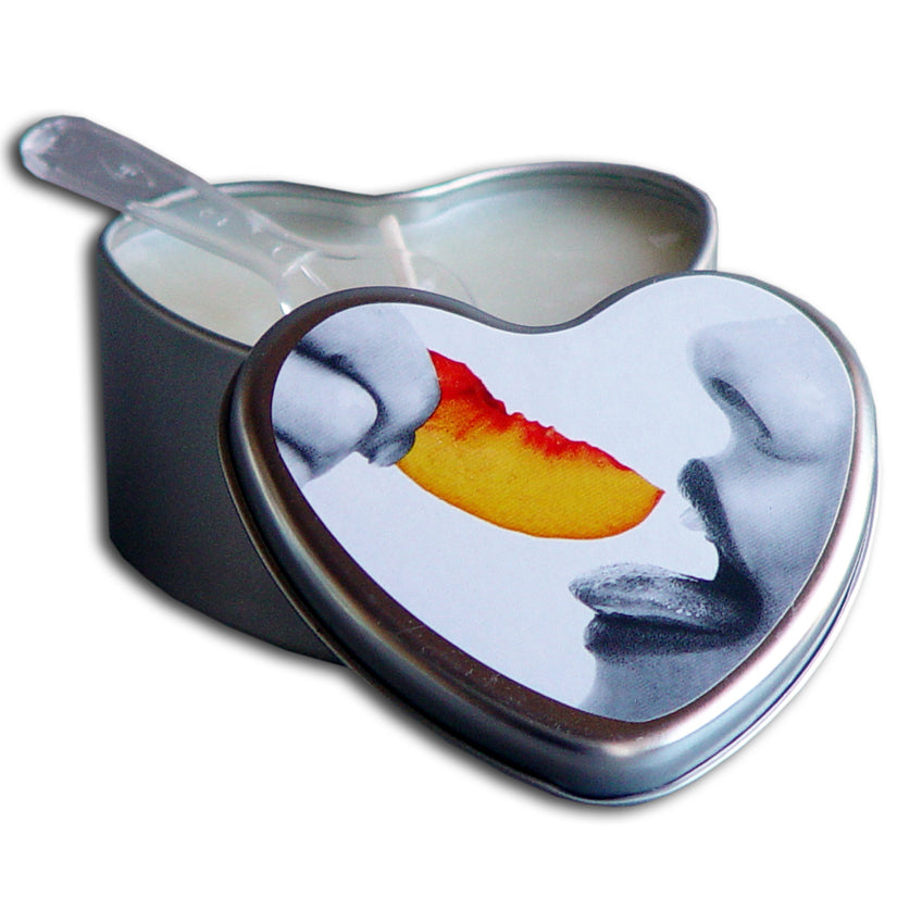 Earthly Body 4-in-1 Edible Heart Candle-Peach 4oz EB1041-04