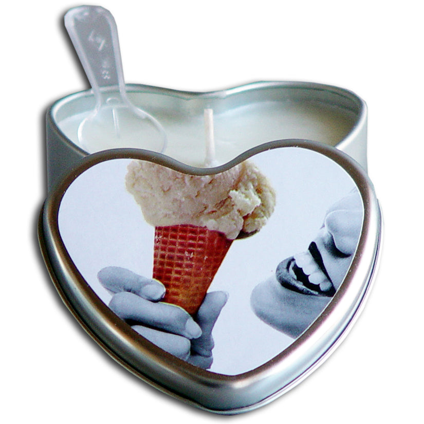 Earthly Body 4-in-1 Edible Heart Candle-Vanilla 4oz EB1041-05