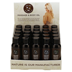 Earthly Body Hemp Seed Massage Oil Top Seller Display of 25 EBMAS200