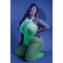 Load image into Gallery viewer, Fantasy Lingerie Glow Moonbeam Crotchless Bodystocking-Neon Green Queen