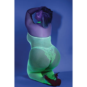 Fantasy Lingerie Glow Moonbeam Crotchless Bodystocking-Neon Green Queen