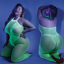 Load image into Gallery viewer, Fantasy Lingerie Glow Moonbeam Crotchless Bodystocking-Neon Green Queen FLGL2112-59-15