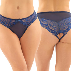 Fantasy Lingerie Cassia Crotchless Panty-Navy L/XL FLPY2103-37-7