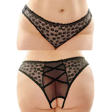 Load image into Gallery viewer, Fantasy Lingerie Daisy Crotchless Lace Panty-Black Queen FLPY2110-30-15